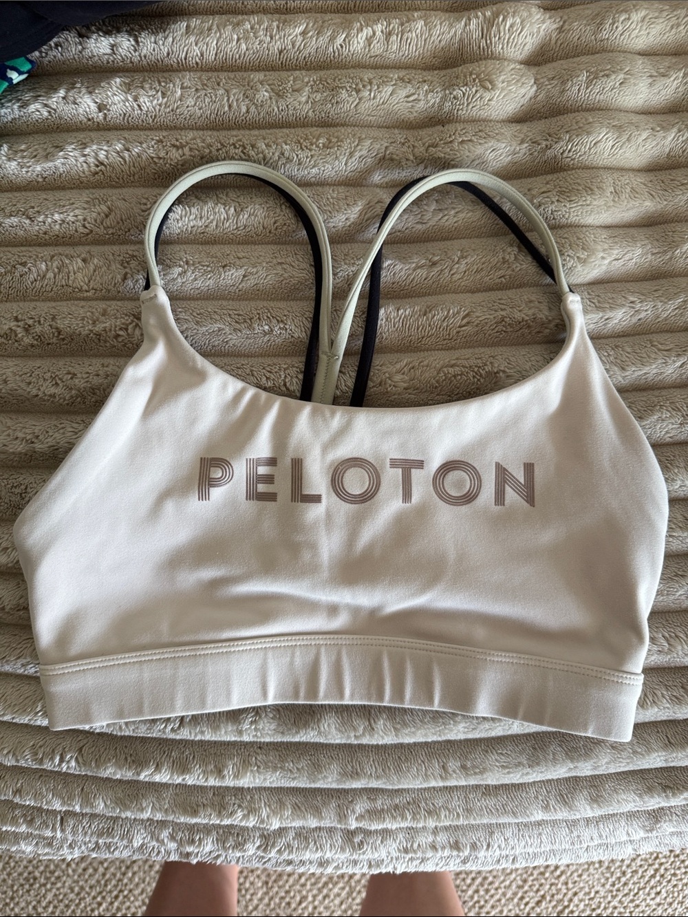 Peloton Women's Cream/White Double-Strap Sports Bra